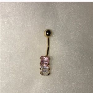 14 karat gold plated pink belly ring